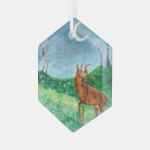 Crescent Moon Buck Ornament Aus Glas (Vorderseite Links)