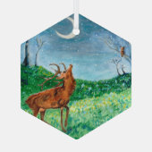Crescent Moon Buck Ornament Aus Glas (Rückseite)