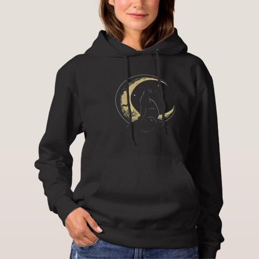 Crescent Moon Cat Kitten Astronomy Creepy Night Hoodie (Vorderseite)