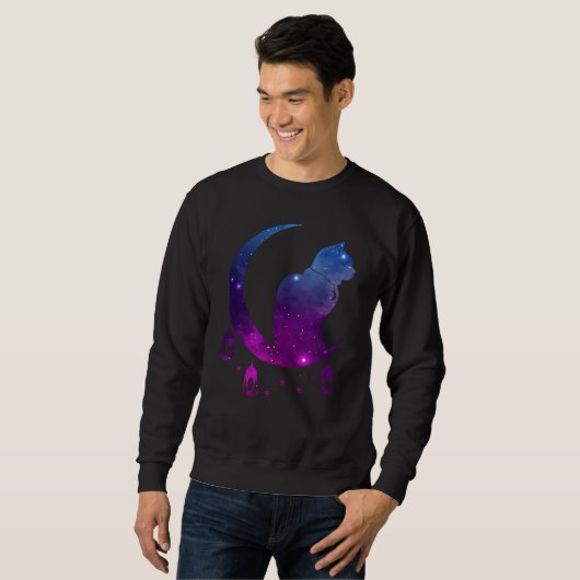 Crescent Moon Cat Mystical Pastel Goth Sweatshirt (Vorne ganz)