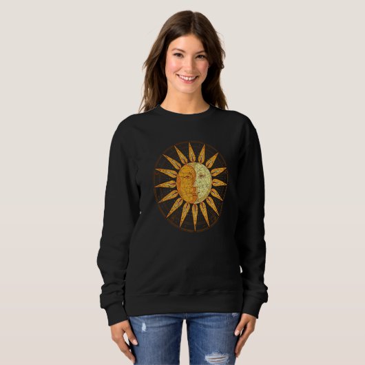Crescent Moon Celestial Body Boho Sun Moon Astrolo Sweatshirt (Vorne ganz)