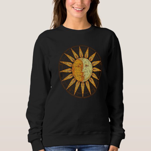 Crescent Moon Celestial Body Boho Sun Moon Astrolo Sweatshirt (Vorderseite)