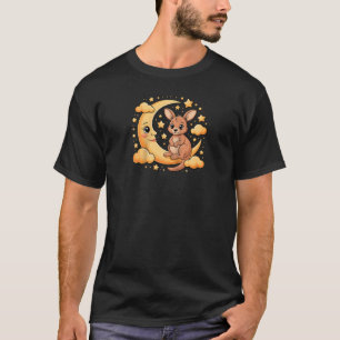Crescent Moon Clouds Kangaroo Kangaroos Raglan Bas T-Shirt