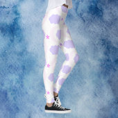 Crescent Moon Clouds Stars Pattern Pink Purple Leggings