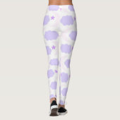 Crescent Moon Clouds Stars Pattern Pink Purple Leggings (Rückseite)