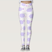 Crescent Moon Clouds Stars Pattern Pink Purple Leggings (Vorderseite)
