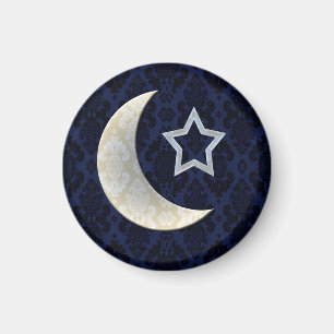 Crescent Moon Damask Goth Magnet