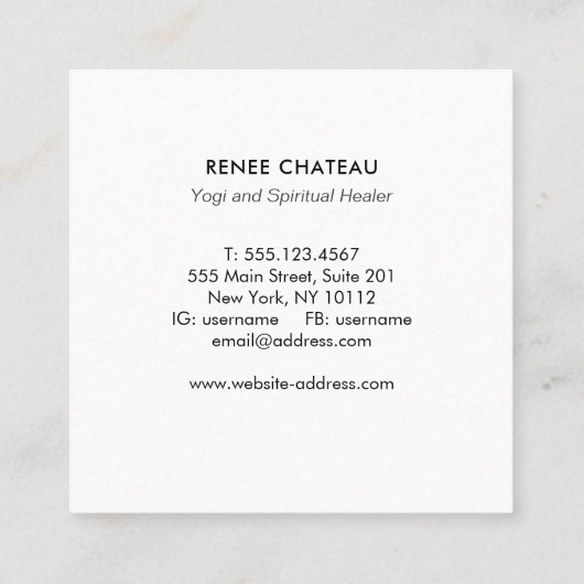 Crescent Moon Energy Healing Quadratische Visitenkarte (Rückseite)