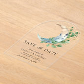 Crescent Moon Eucalyptus Wedding Save the Date Acryleinladungen (Ablage )