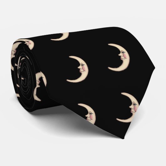 CRESCENT MOON FACE by SHARON SHARPE Krawatte (Gerollt)