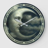 Crescent Moon Face Große Wanduhr (Vorderseite)