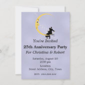 Crescent Moon Face Stars Paare Jahrestag 25. Einladung (Vorderseite)