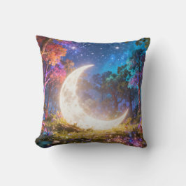 Crescent Moon Fantasy Forest Kissen