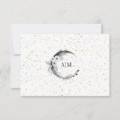 Crescent Moon Gold Celestial Wedding RSVP Card Karte (Rückseite)