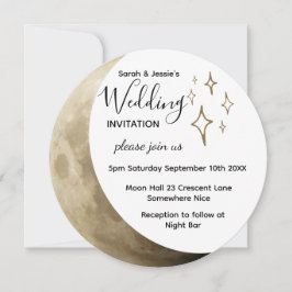 Crescent Moon & Gold Stars Einladung Hochzeit