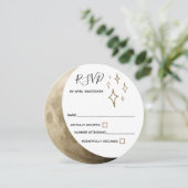 Crescent Moon & Gold Stars Hochzeit RSVP Einladung (Stehend Vorderseite)