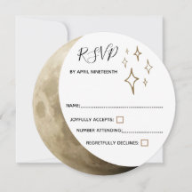 Crescent Moon & Gold Stars Hochzeit RSVP