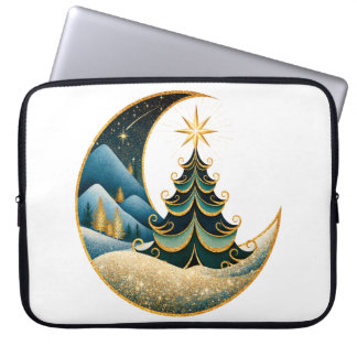 Crescent Moon Gold Winter Weihnachtswunderland Laptopschutzhülle