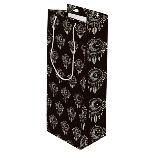 Crescent Moon Golden Dream Catcher. Geschenktüte Für Weinflaschen (Vorderseite Schrägansicht)