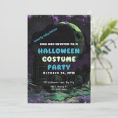 Crescent Moon Halloween, Graveyard-Friedhof Einladung (Stehend Vorderseite)