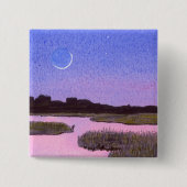 Crescent Moon & Heron Twilight Marsh Button (Vorderseite)