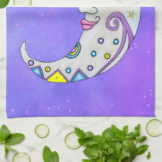 Crescent Moon Hübsche Formen Lila Geschirrtuch (Gefaltet)