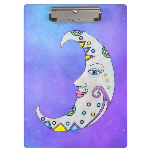 Crescent Moon Hübsche Gesichtshälfte Farbige Marki Klemmbrett (Vorderseite)