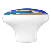 Crescent Moon, Lake and Mountains in Violet & Blue Keramikknauf (Seitenansicht)