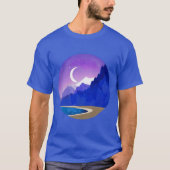 Crescent Moon, Lake and Mountains in Violet & Blue T-Shirt (Vorderseite)