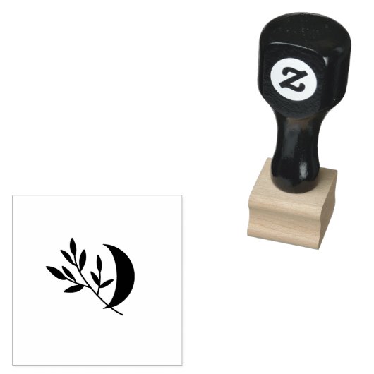 Crescent Moon & Leaf Moderne Minimalistisch Gummistempel (Stempel)