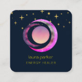Crescent Moon Lila Mystic Boho Cosmic Sky Quadratische Visitenkarte (Vorderseite)