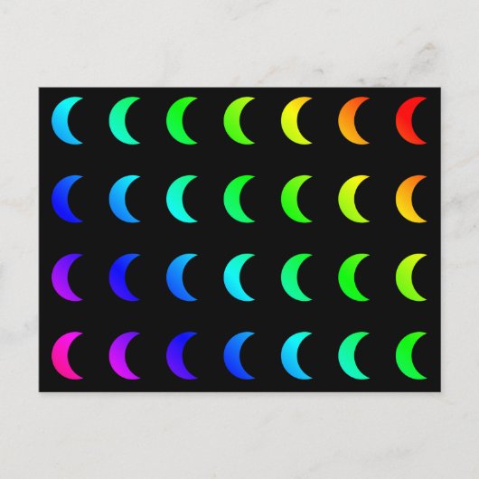 Crescent Moon Lunar Luna Colorful Rainbow Colors Postkarte (Vorderseite)