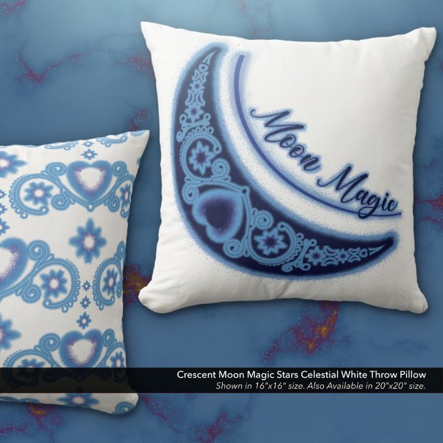Crescent Moon Magic Stars Celestial White Kissen (Crescent Moon Magic Stars Celestial White Throw Pillow)