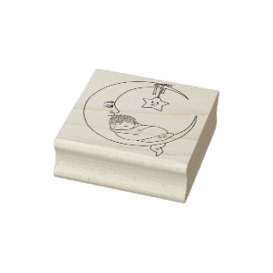 Crescent Moon mit Baby Gummistempel