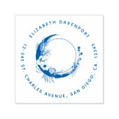 Crescent Moon mit Blume-Adresse Permastempel (Design)