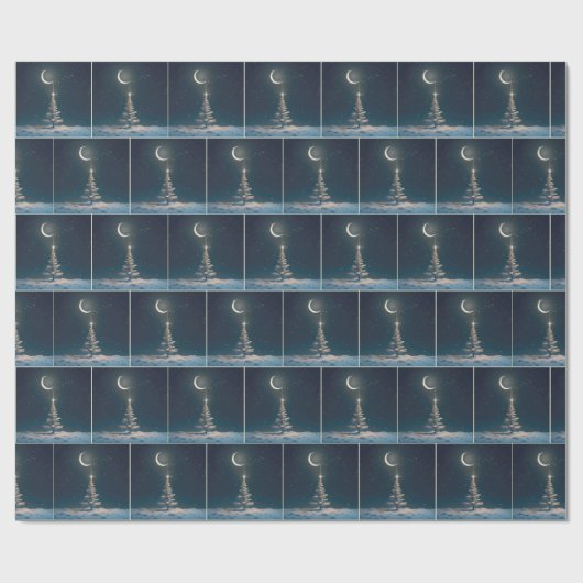 Crescent Moon mit einem Weihnachtsstern Geschenkpapier (Flach)