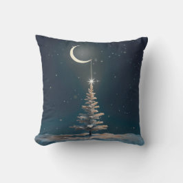 Crescent Moon mit einem Weihnachtsstern Kissen