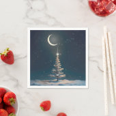 Crescent Moon mit einem Weihnachtsstern Serviette (Beispiel)