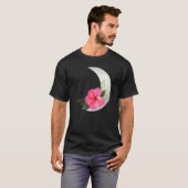 Crescent Moon mit Hibus Blume Tropische Blume T-Shirt (Vorne ganz)