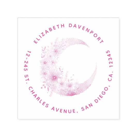 Crescent Moon mit Hübscher Blume Permastempel (Design)