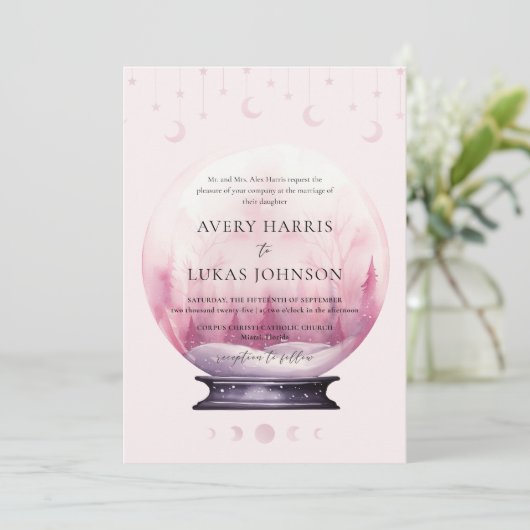 Crescent Moon Mystical Wedding Einladung (Stehend Vorderseite)