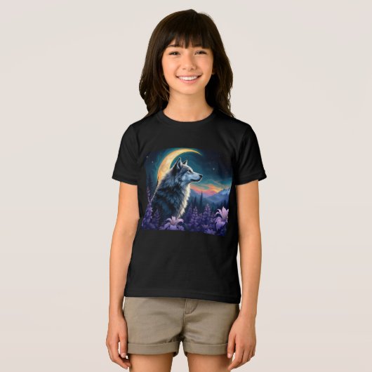 Crescent Moon night sky Wolf Tri-Blend Shirt (Vorderseite Voll)