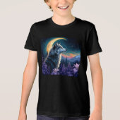 Crescent Moon night sky Wolf Tri-Blend Shirt (Vorderseite)