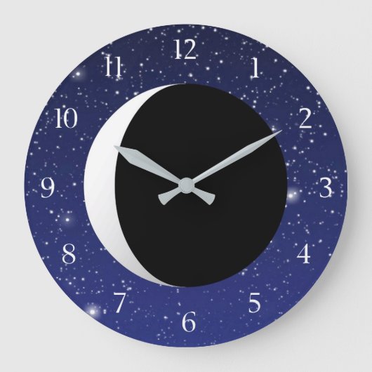 Crescent Moon on a Starry Background Große Wanduhr (Vorderseite)