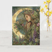 Crescent Moon Ostara Grußkarte Karte (Gelbe Blume)