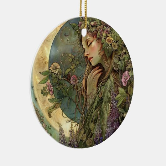 Crescent Moon Ostara Keramik Ornament (Rechts)