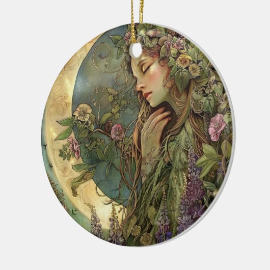 Crescent Moon Ostara Keramik Ornament (Links)