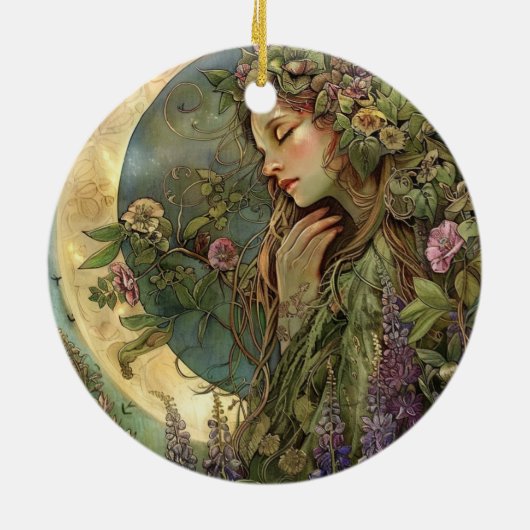 Crescent Moon Ostara Keramik Ornament (Hinten)