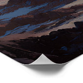 Crescent Moon Over Misty Mountain Valley Poster (Ecke)