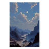 Crescent Moon Over Misty Mountain Valley Poster (Vorderseite)